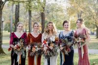 lovely velvet bridesmaids dresses
