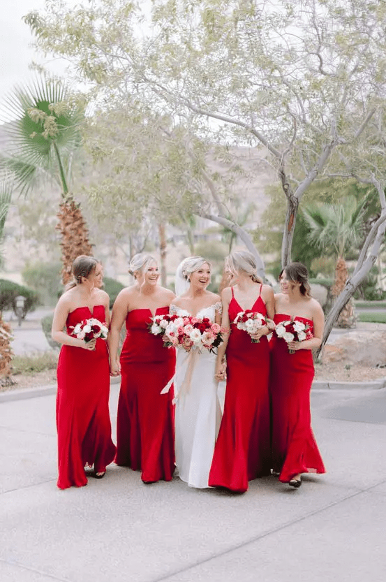 gorgeous red bridesmaid dresses