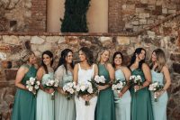 stylish green bridesmaids dresses