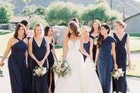 mix and match formal maxi bridesmaid dresses are always a good idea for a sophisticated formal wedding