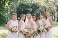 stylish white halter neck maxi bridesmaid dresses are a very trendy and fashionable idea for spring or summer