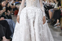 01 Georges Hobeika floral wedding gown with illusion neckline and a matching veil