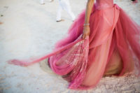 02 The bride chose a Vera Wang pink dress and customized it a bit