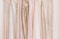 06 mix and match pink and giltter gold bridesmaids’ dresses