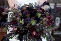 09 deep red and purple wedding bouquet with succulents