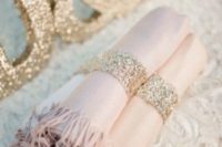 13 blush shawls for bridesmaids and glitter rings