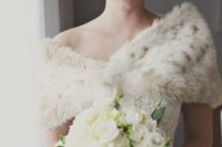 13 faux fur stole with a stunning lace dress