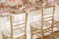 14 blush table decor and gold chairs