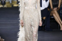 15 Elie Saab’s sparkling champagne wedding gown with feathers