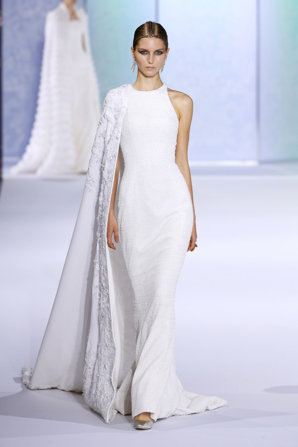 Ralph&Russo halter neckline white wedding dress with a cover