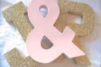 19 ombre blush and gold giltter initials