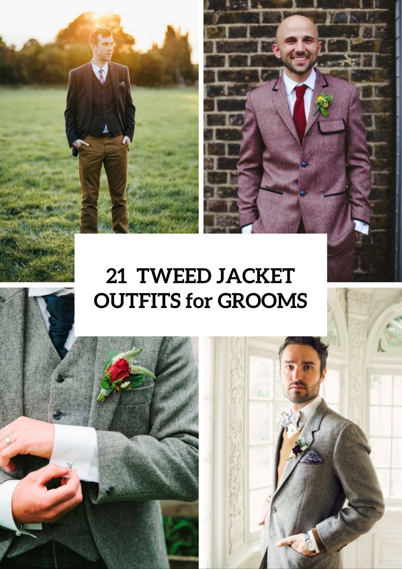 Picture Of Classy Tweed Jacket Outfits For Grooms