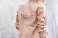 22 embroidered amber leather jacket for a boho bride