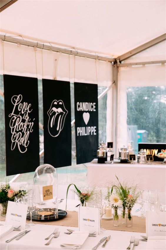 black hangings for a rock wedding