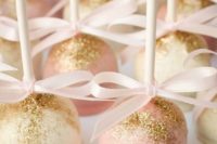 29 blush pops with edible gold glitter as favors
