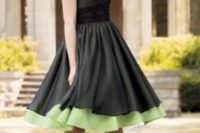 Black and green knee-length dress