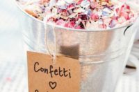 Bucket filled with petal confetti