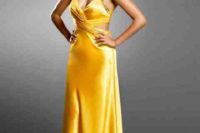 Canary yellow silk maxi dress