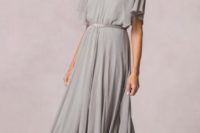 Chic gray maxi dress with belt