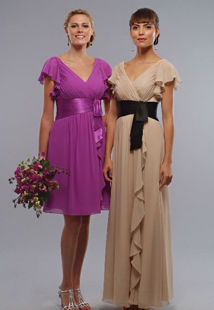 Chiffon V-neckline cascade dress ideas