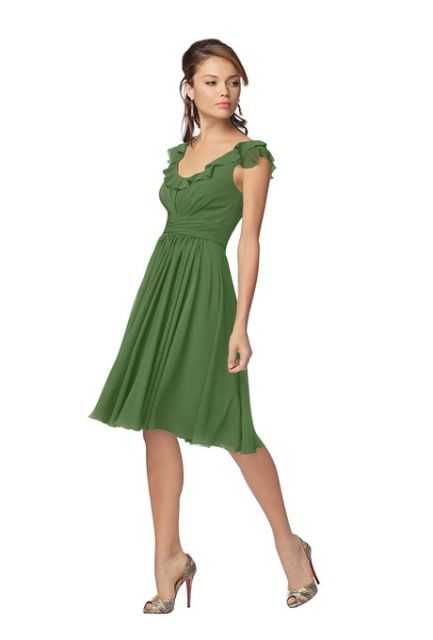 Flirty green knee length dress with heels