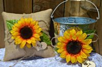 Flower girl basket decorated with sunflower