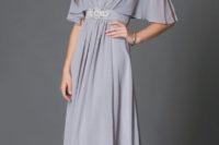 Gentle gray maxi dress with decor