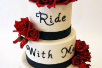 Gorgeous motorcycle themed wedding cake