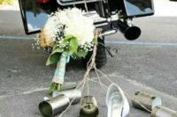 ‘Just Married’ sign for motorcycle
