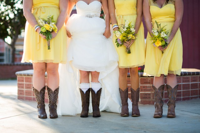 Knee-length airy dresses with cowboy boots
