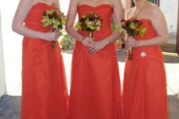 Simple but chic strapless maxi gowns with brooches