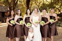 strapless A-line midi bridesmaid dresses are a stylish and timeless idea to rock, they look chic