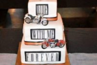 Three tiered square wedding cake