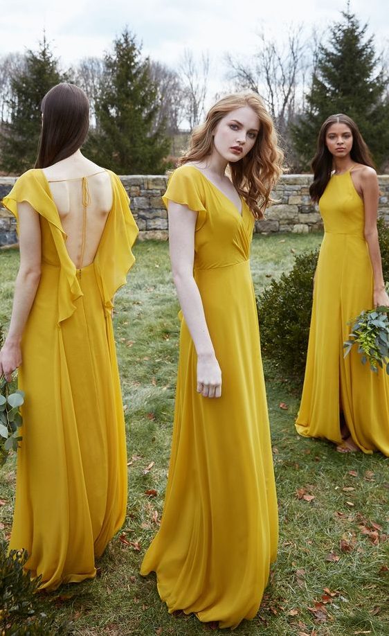 elegant bridesmaid dresses with flutter sleeves and a delicate silhouette, various necklines