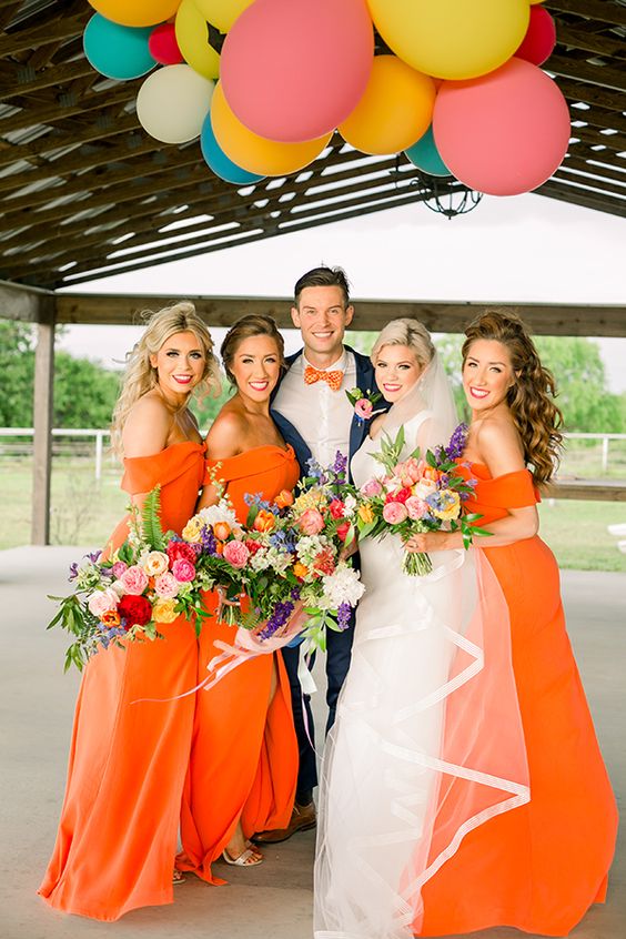 fantastic orange off the shoulder maxi bridesmaid dresses are a very elegant and stylish option to rock