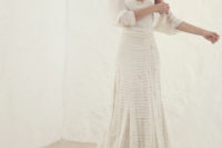 02 Boho-inspired bridal separate with a spaghetti strap top and a pleated skirt