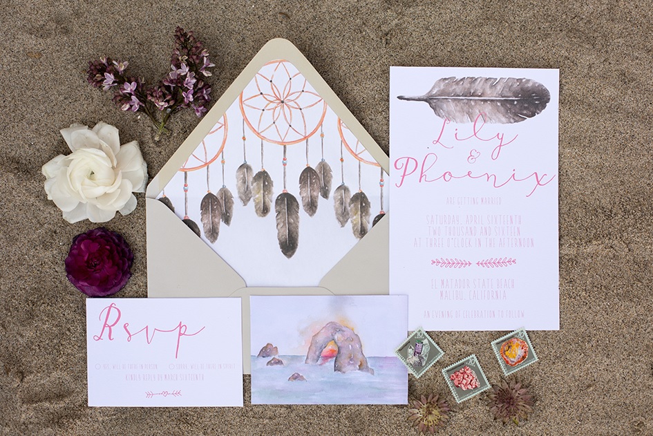 The wedding stationery was made specially for this shoot and was inspired by the coastal landscape of this place