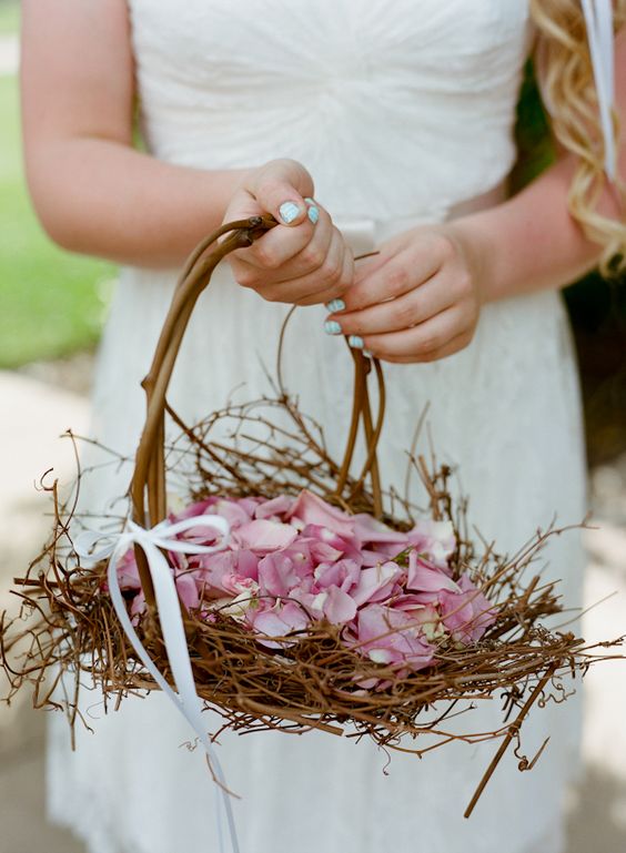 flower girl bird nest basket
