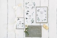 04 Casual stationery in grey and pale green matched the theme