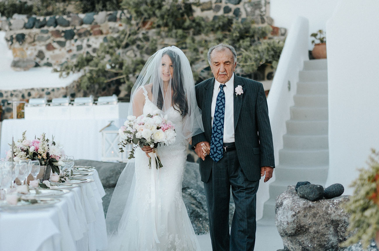 The bride's old grandfather led her to the altar, that was her wish