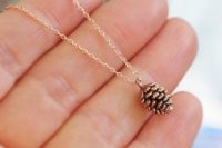 04 gilded pinecone necklaces as bridesmaids’ gifts