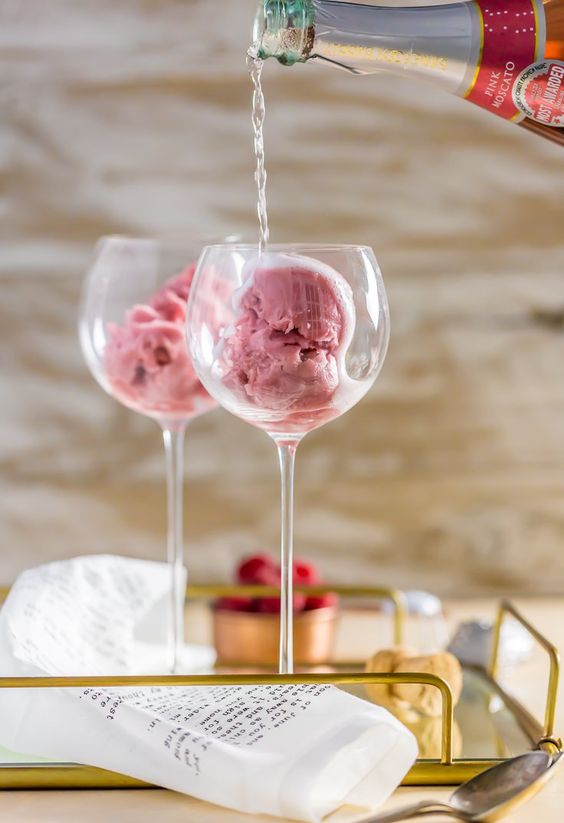 pink champagne and raspberry sorbet are ideal treats for any big day