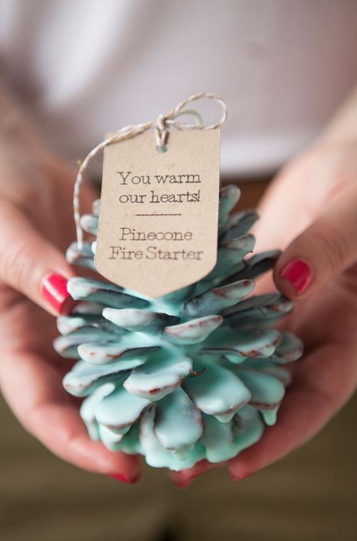 pinecone fire starters as wedding favors