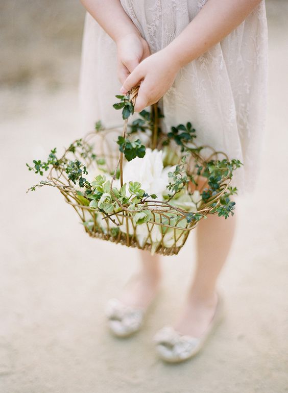 vintage flower girl basket from vine and greenery