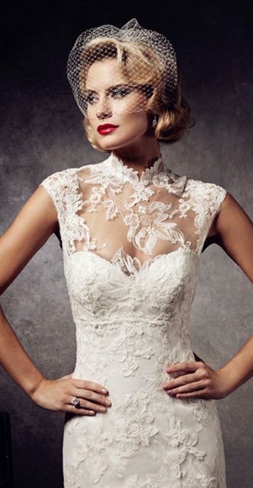 20s inspired waves with a birdcage veil look super elegant