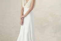 08 White wedding dress with a tulee top and a plain satin skirt