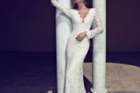 08 sheath lace gown with a plunging neckline for a sexy look