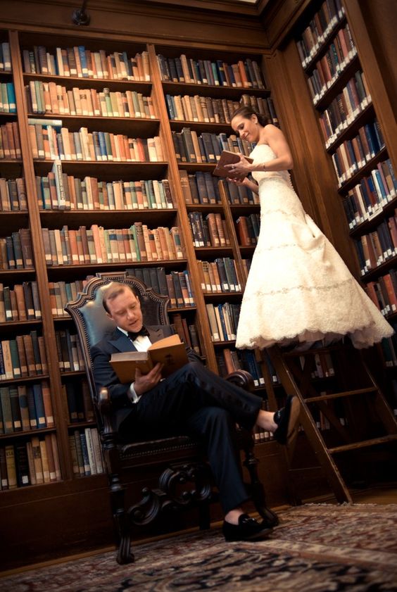 show off your dress using a library ladder