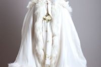 09 fur cape with ribbon for the flower girl is a very romantic idea