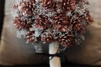 09 pinecone wedding bouquet is perfect for rustic and woodland winter nuptials